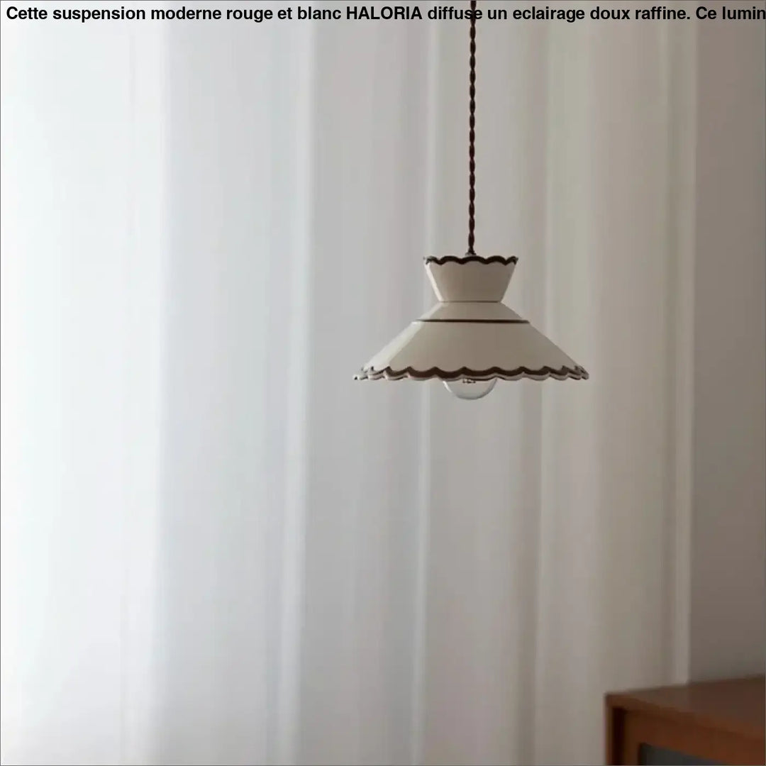 Suspension rétro en métal émaillé décor blanc élégant