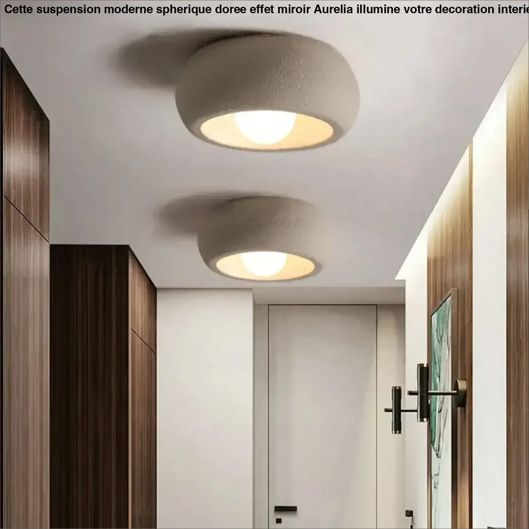 Plafonnier rond design moderne ambiance gris contemporaine