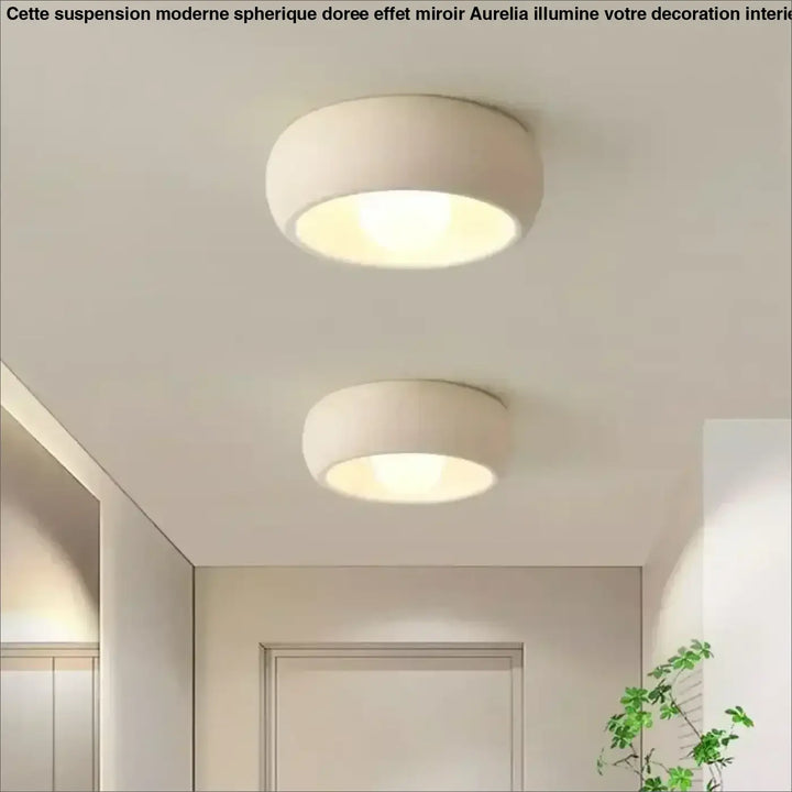Plafonnier rond design moderne ambiance gris contemporaine