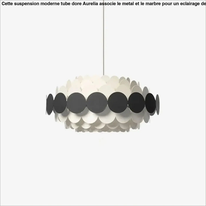 Suspension luminaire calou avec design circulaire en disques blancs et noirs, chandelier de plafond minimaliste moderne