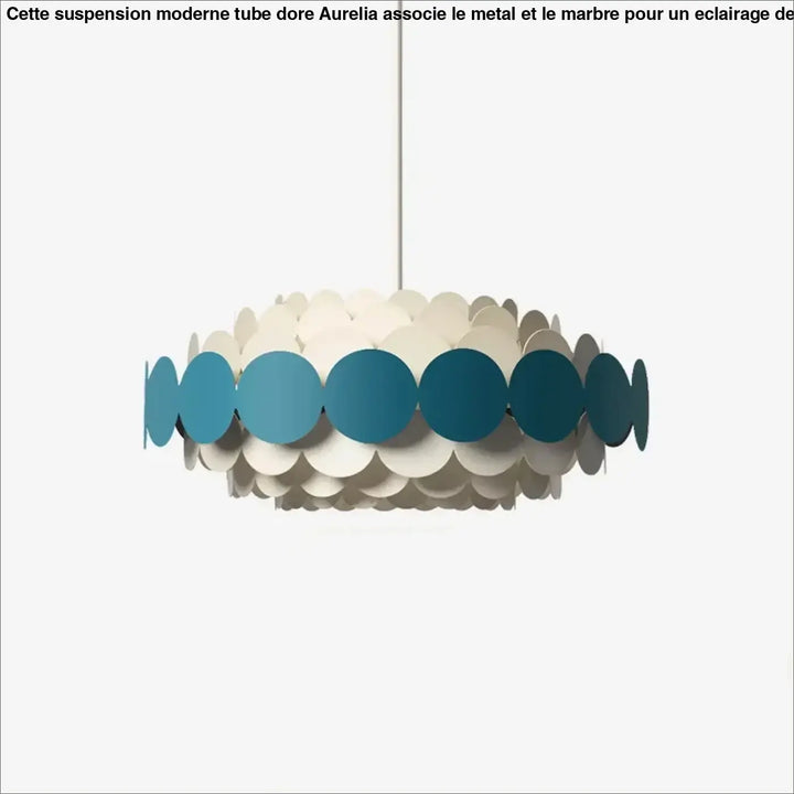 Suspension luminaire calou avec chandelier de plafond minimaliste en papier superposé blanc et bleu sarcelle