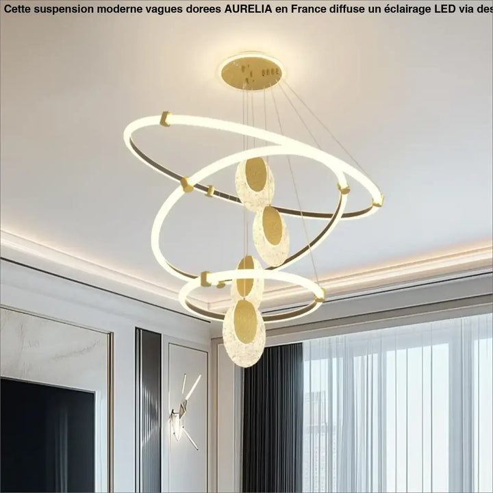 LUVODI 3-Layers LED Ceiling Lighting Fixture Art Decor Acrylic Water-drop Chandelier Pendant Lamp with 3 Color Lights