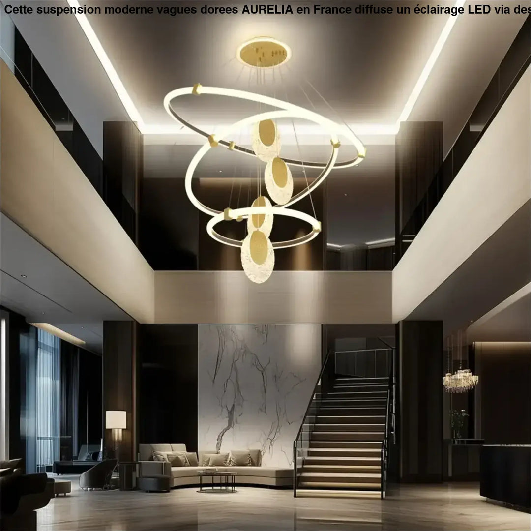LUVODI 3-Layers LED Ceiling Lighting Fixture Art Decor Acrylic Water-drop Chandelier Pendant Lamp with 3 Color Lights