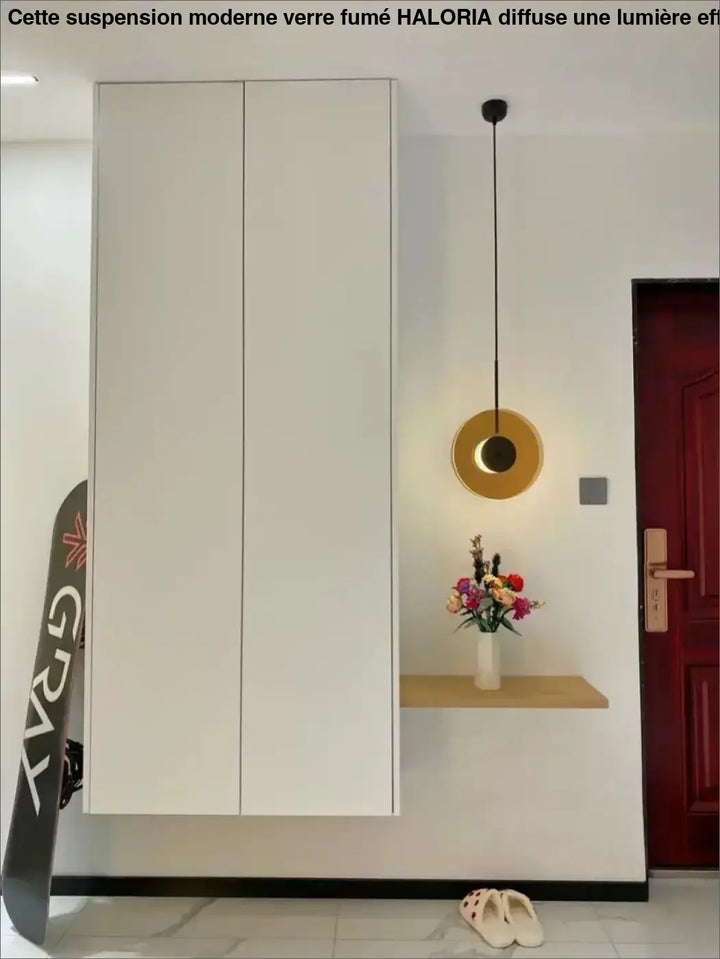 Suspension Moderne Verre Fumé Rondes Superposées Effet Solaire Chic