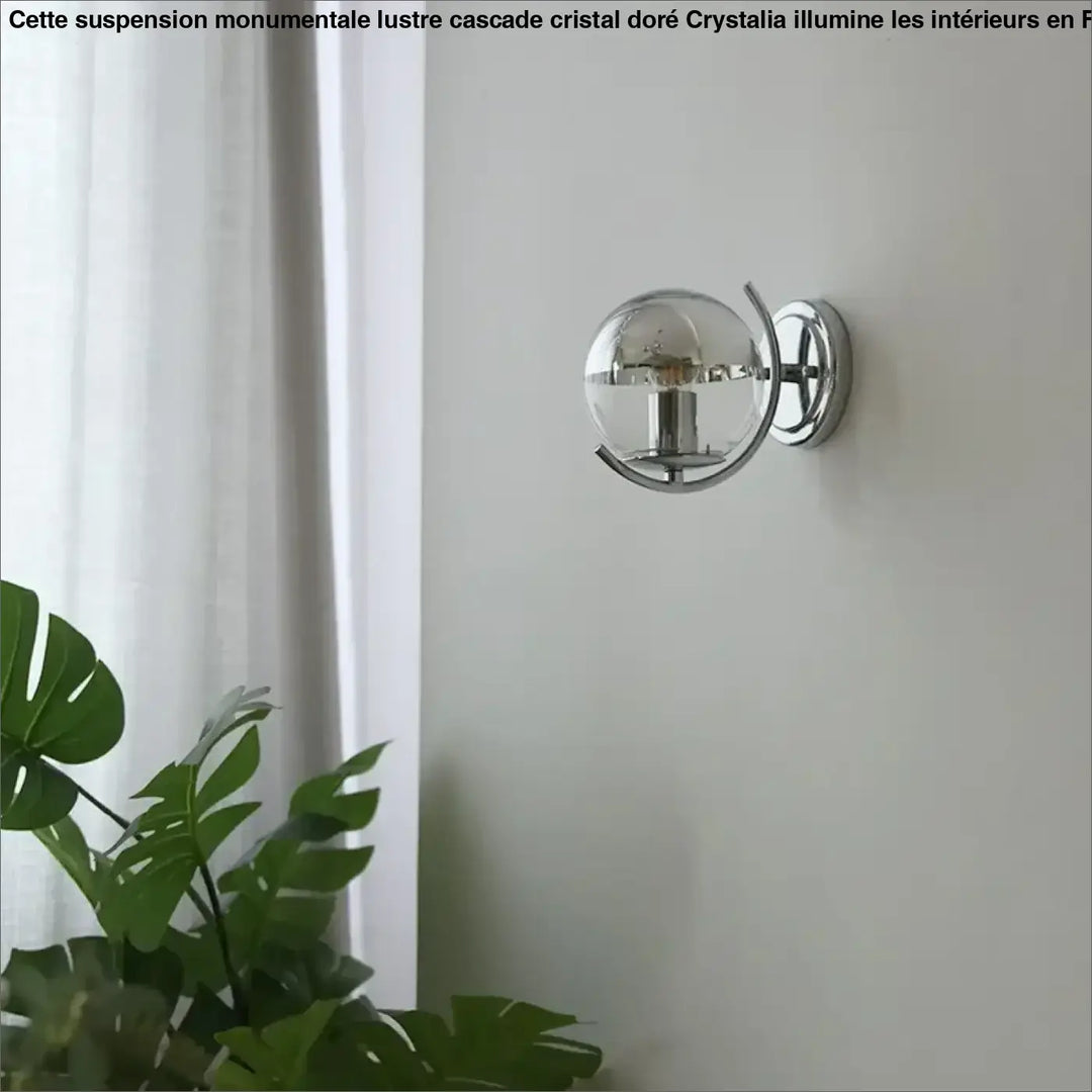 Applique Murale Globe Transparent Et Métal Argent Chic