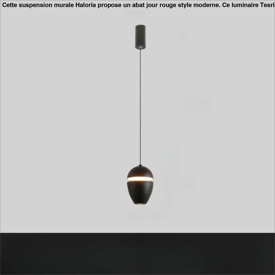 Suspension luminaire ekorn noir mat à finition moderne avec abat-jour goutte d’eau et bande lumineuse horizontale élégante style moderne plus qu’un luminaire