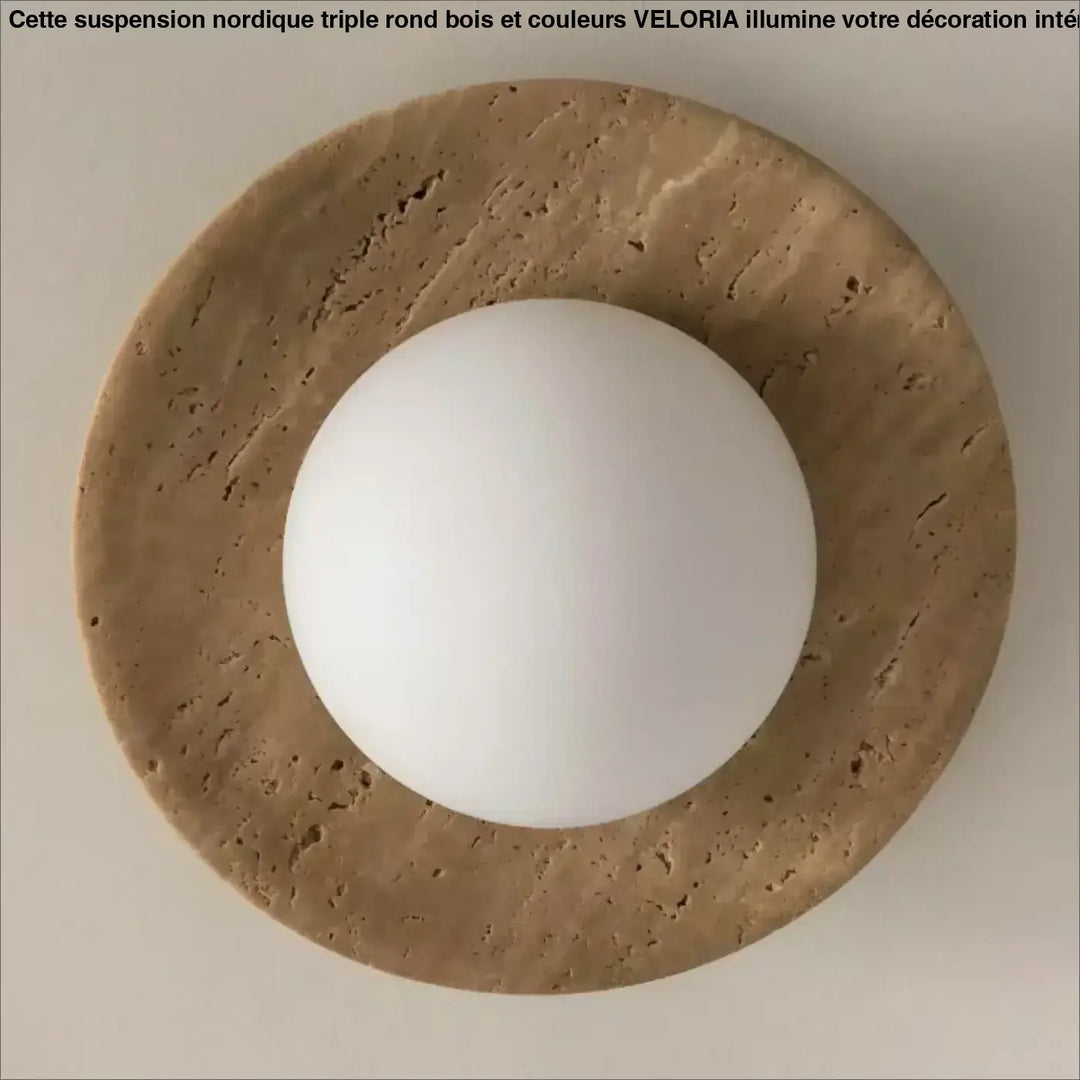 Plafonnier minimaliste en pierre travertin et globe en verre lumineux