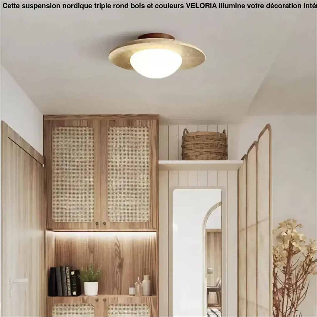 Plafonnier minimaliste en pierre travertin et globe en verre lumineux