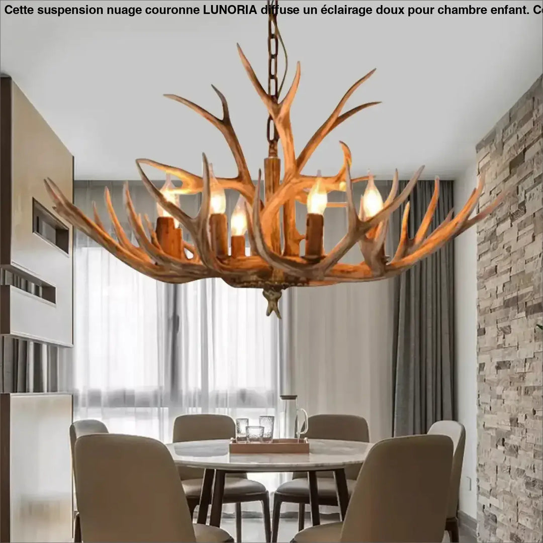 Suspension Luminaire Bois De Cerfs Au Design Rustique Style Chalet