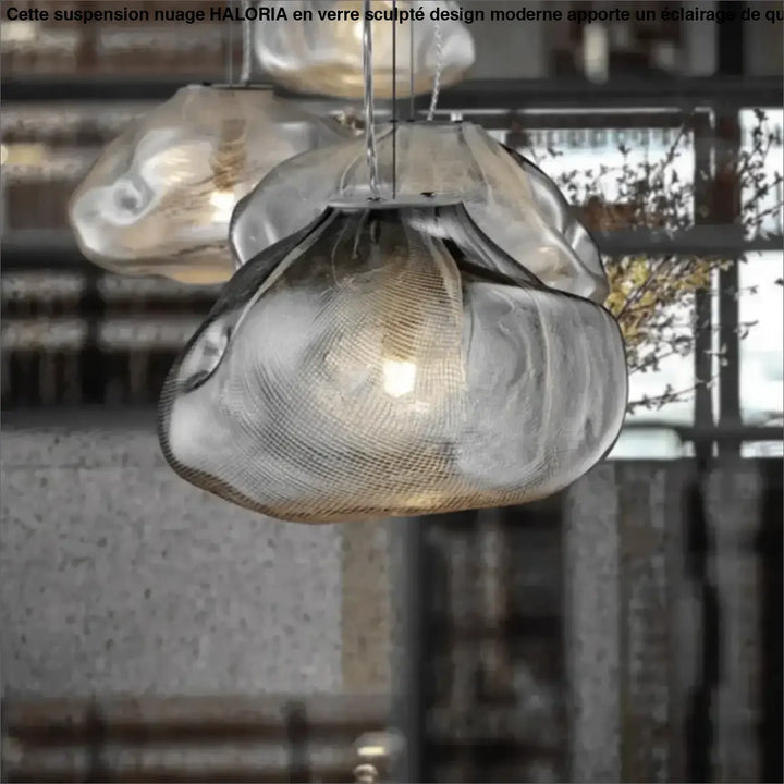 Suspension Nuage en Verre Sculpté Design Moderne

