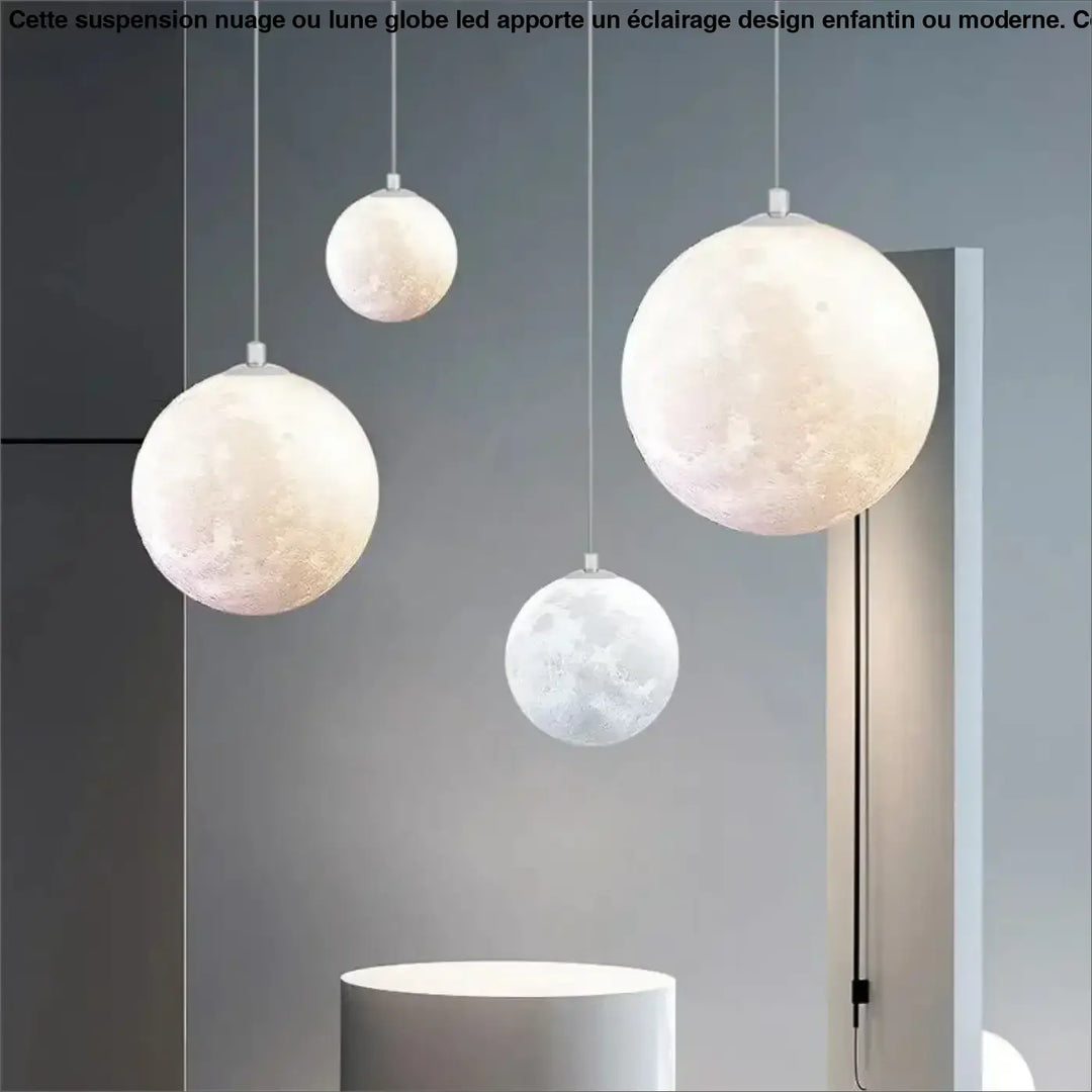 Suspension Nuage ou Lune Globe LED Design Enfantin ou Moderne