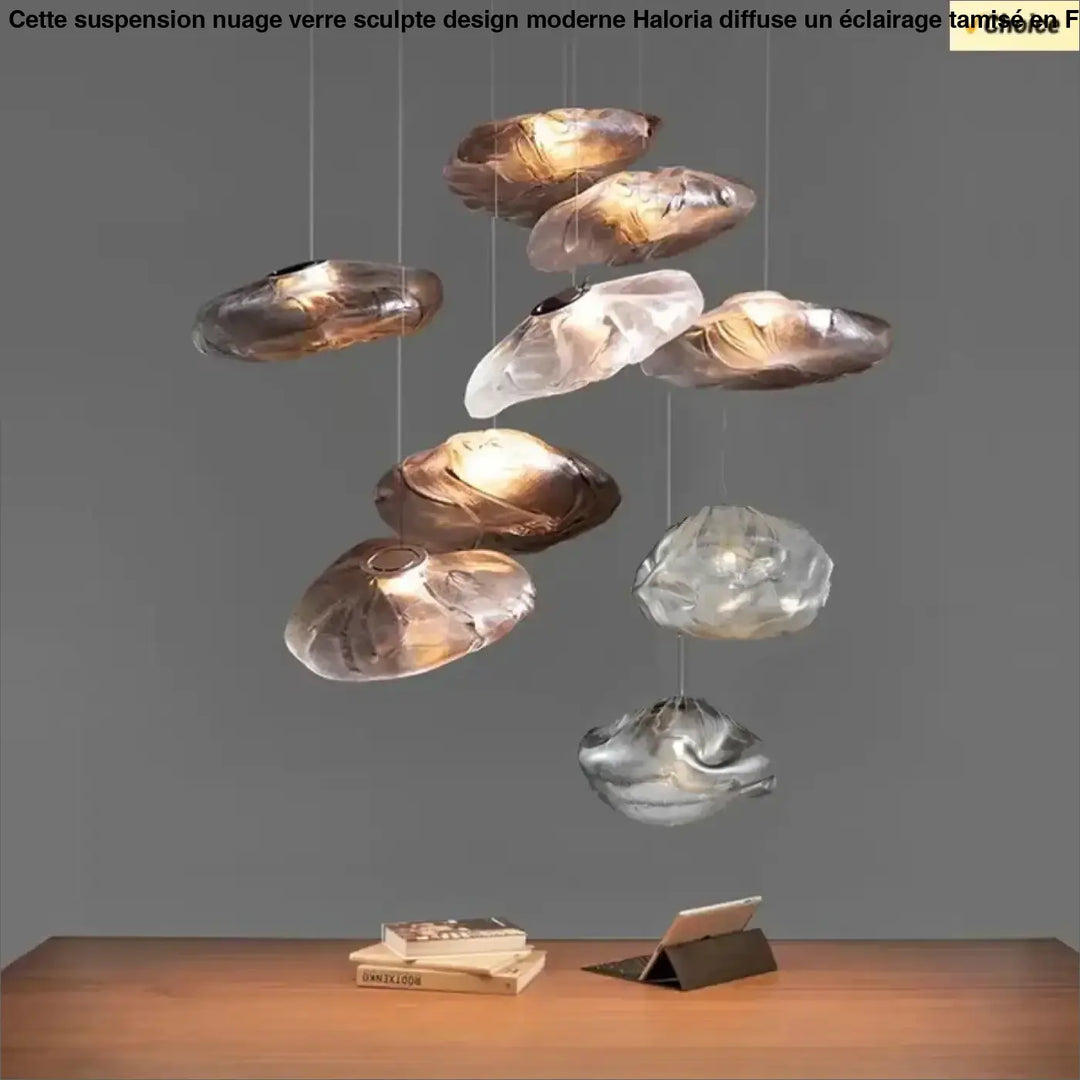 Suspension Nuage Verre Sculpté Design Moderne Élégant

