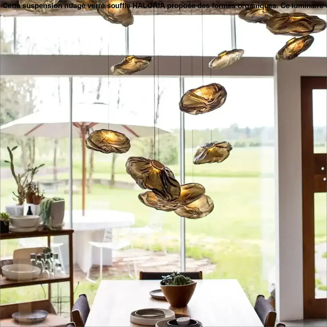 Suspension nuage verre soufflé formes organiques style artistique moderne