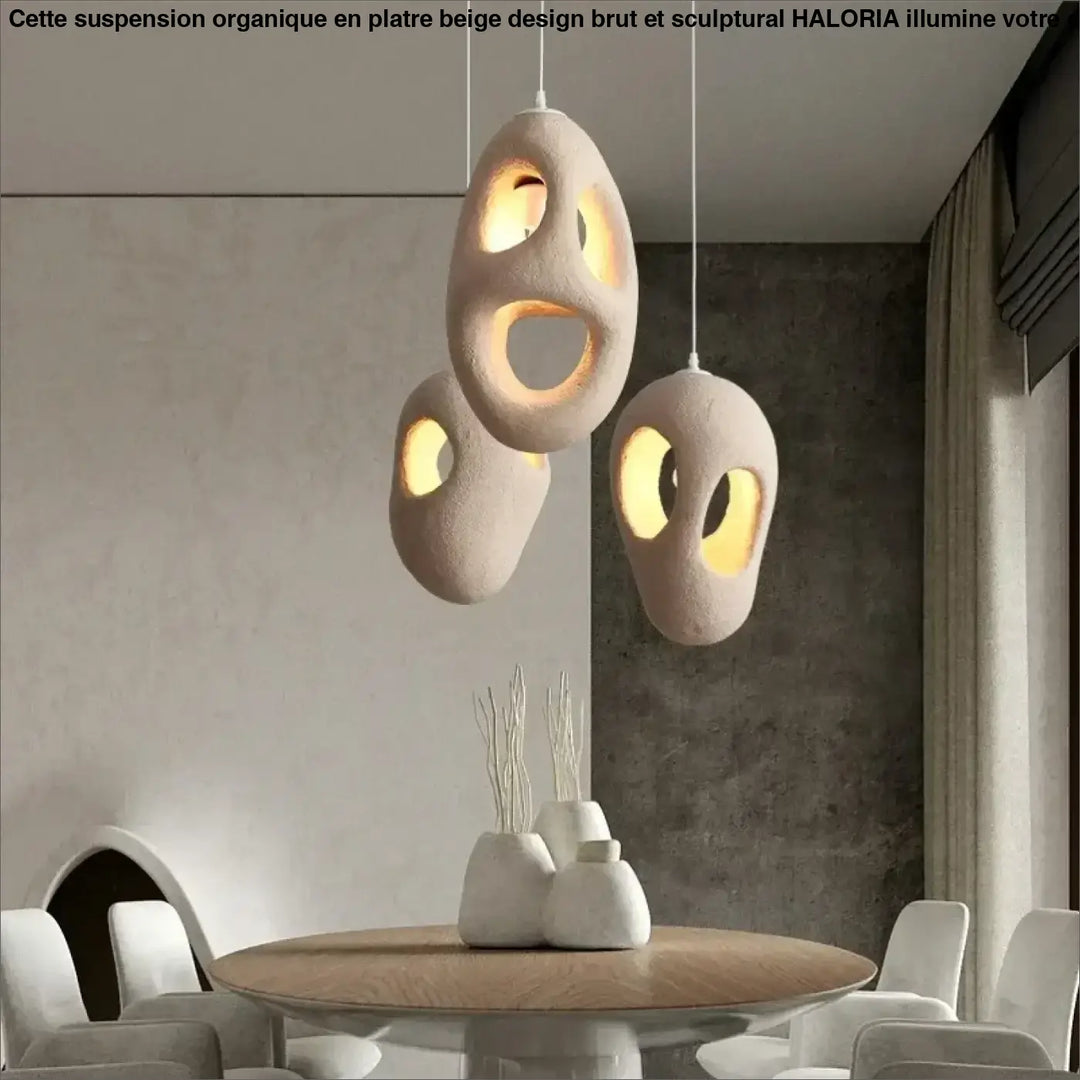 Suspension Organique En Plâtre Blanc Forme Organique Brut Sculptural
