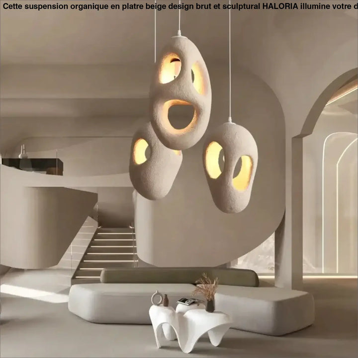 Suspension Organique En Plâtre Blanc Forme Organique Brut Sculptural