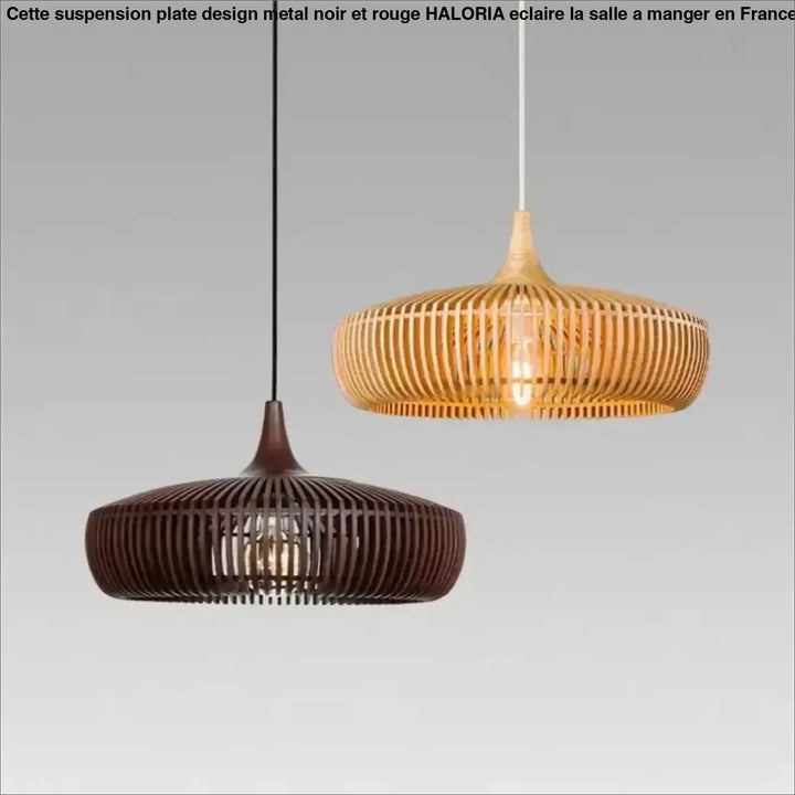 Suspension tissé en bois naturel design contemporain chic