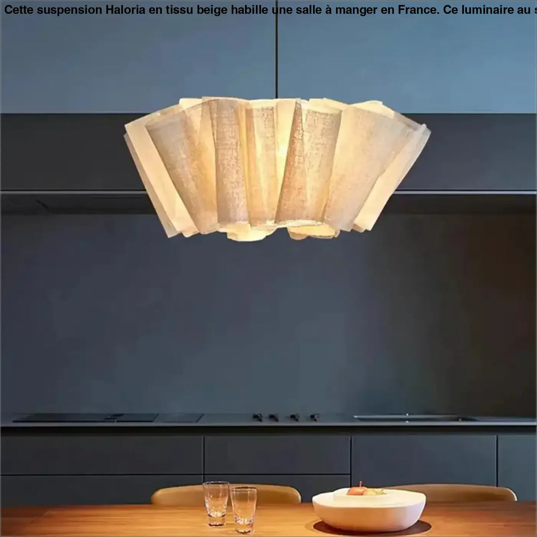 Suspension plissée en tissu beige style contemporain pour salle à mang…


