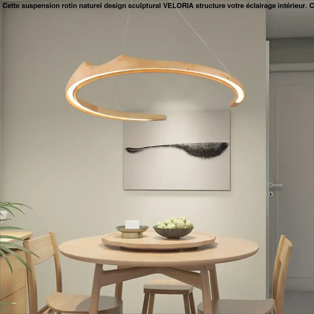 Suspension LED Design Bois Sculptural Moderne Élégance Unique

