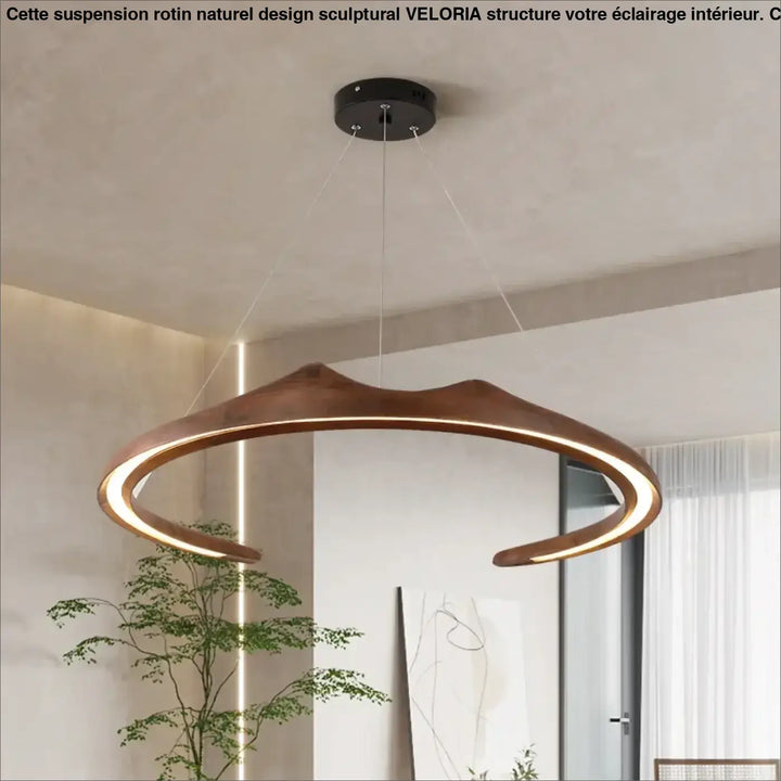 Suspension LED Design Bois Sculptural Moderne Élégance Unique

