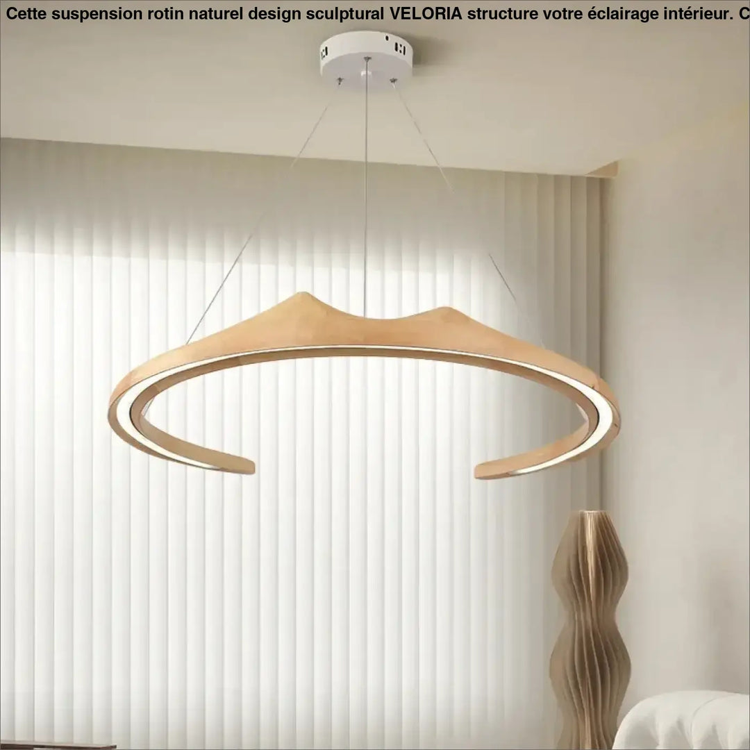 Suspension LED Design Bois Sculptural Moderne Élégance Unique

