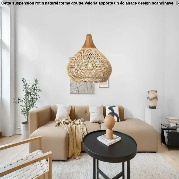 Suspension Rotin Naturel Forme Goutte Design Scandinave

