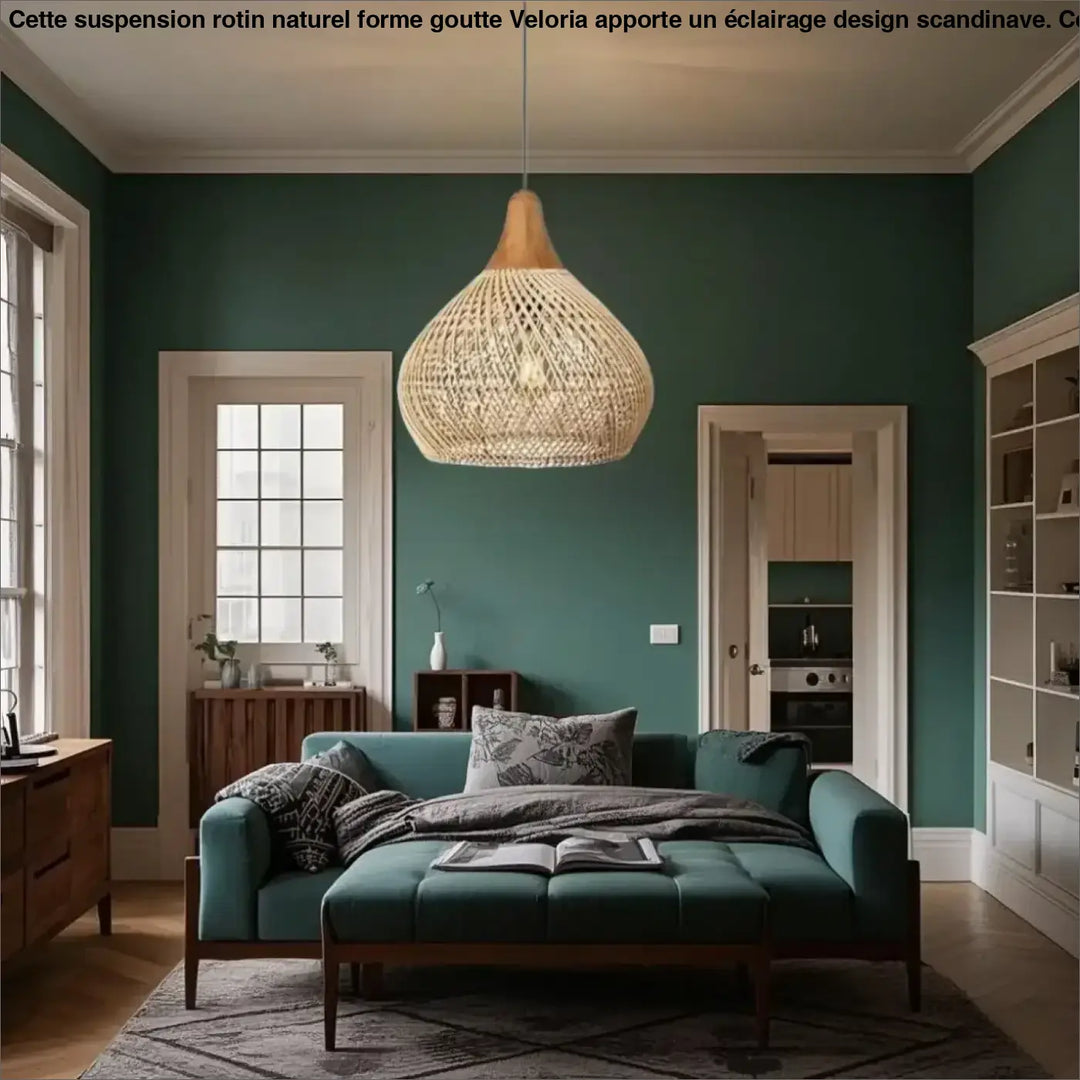Suspension Rotin Naturel Forme Goutte Design Scandinave

