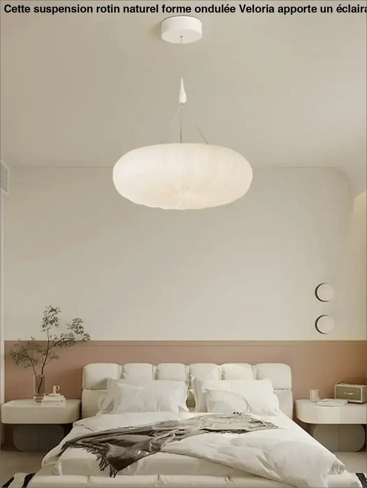 Plafonnier rond plissé blanc style moderne pour chambre ou salon