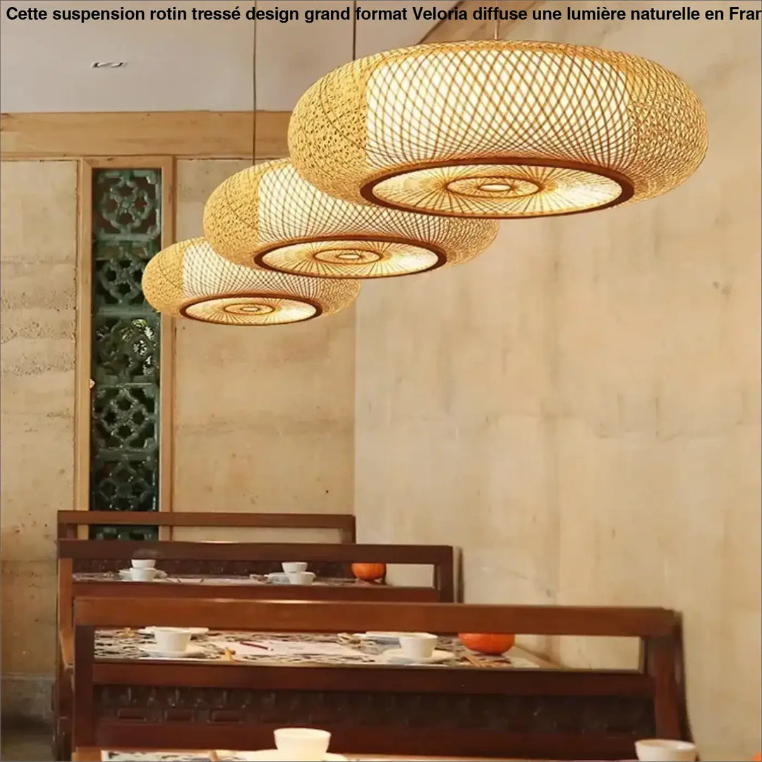 Suspension Rotin Tressé Design Grand Format Élégant


