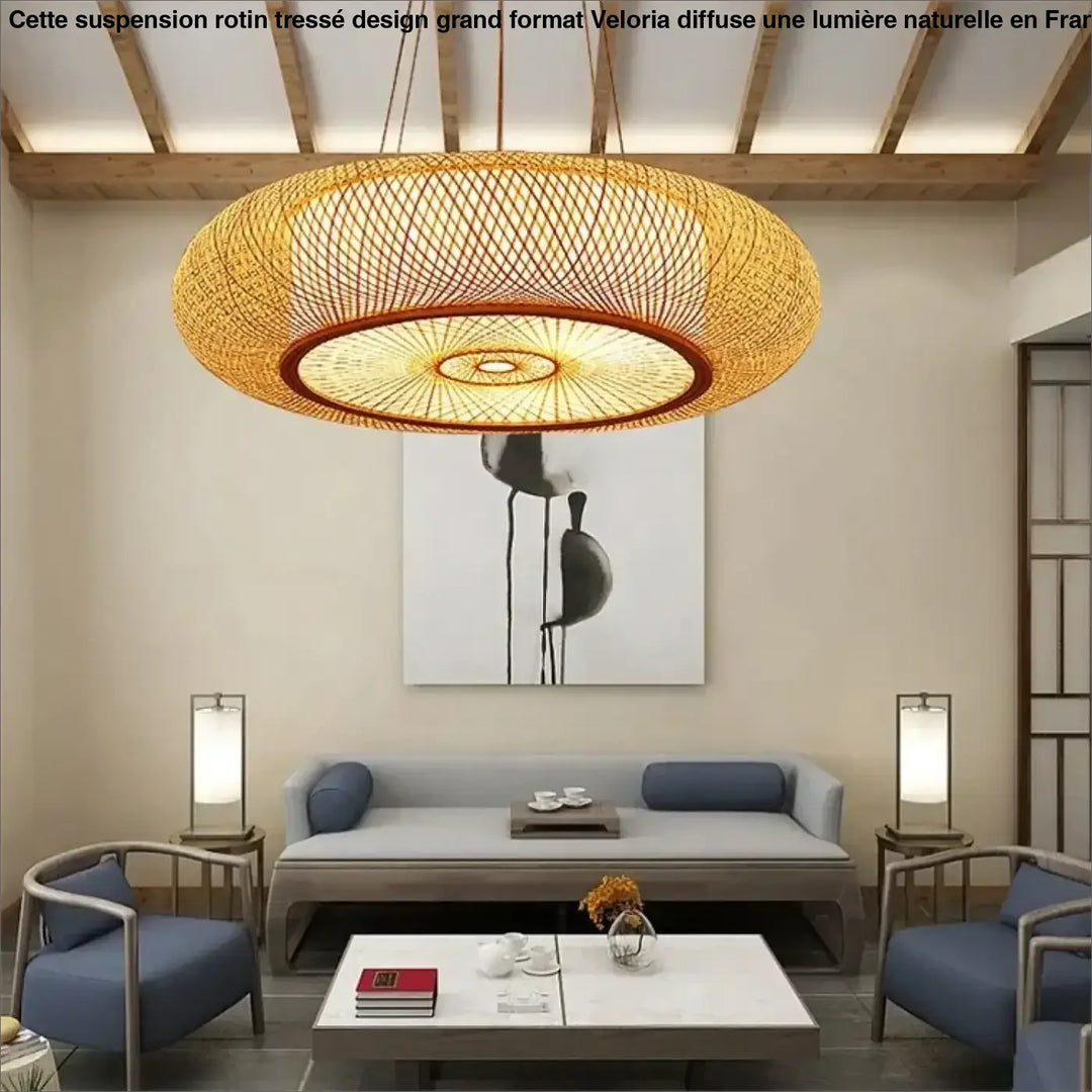 Suspension Rotin Tressé Design Grand Format Élégant

