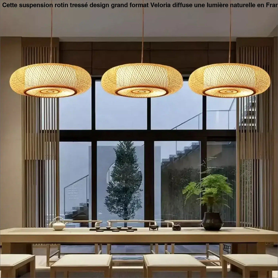 Suspension Rotin Tressé Design Grand Format Élégant


