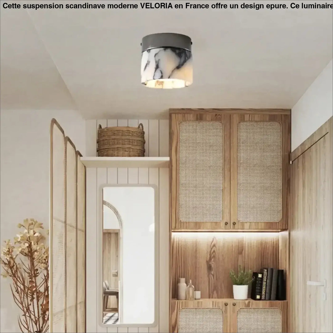 Luminaire plafonnier gapsi plafonnier moderne marbré cylindrique avec bord métallique élégant