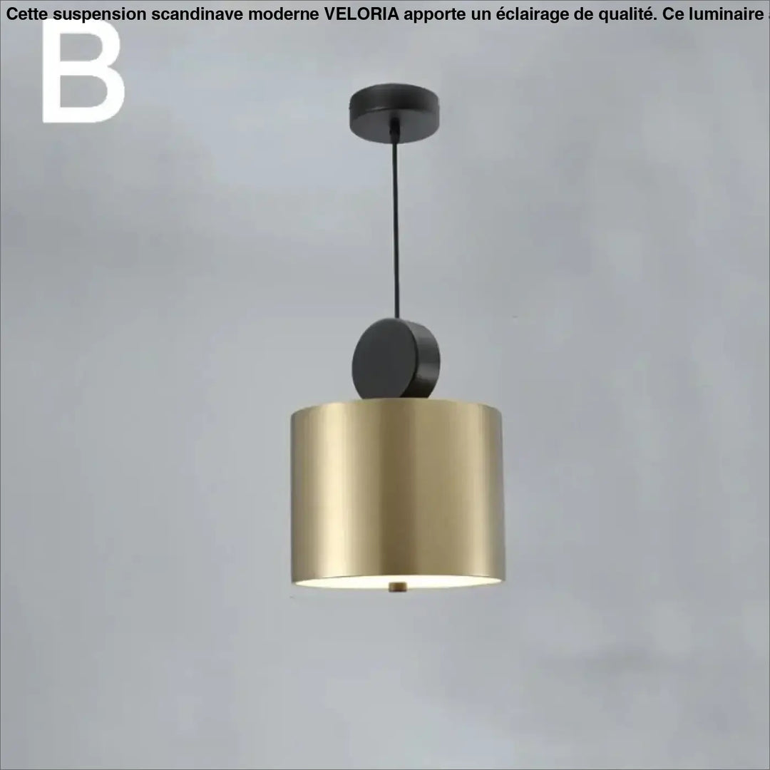 Suspension luminaire altis en métal doré brossé avec accents noirs circulaires design minimaliste moderne