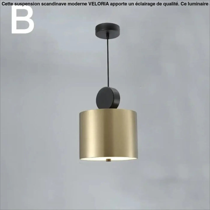 Suspension luminaire altis en métal doré brossé avec accents noirs circulaires design minimaliste moderne