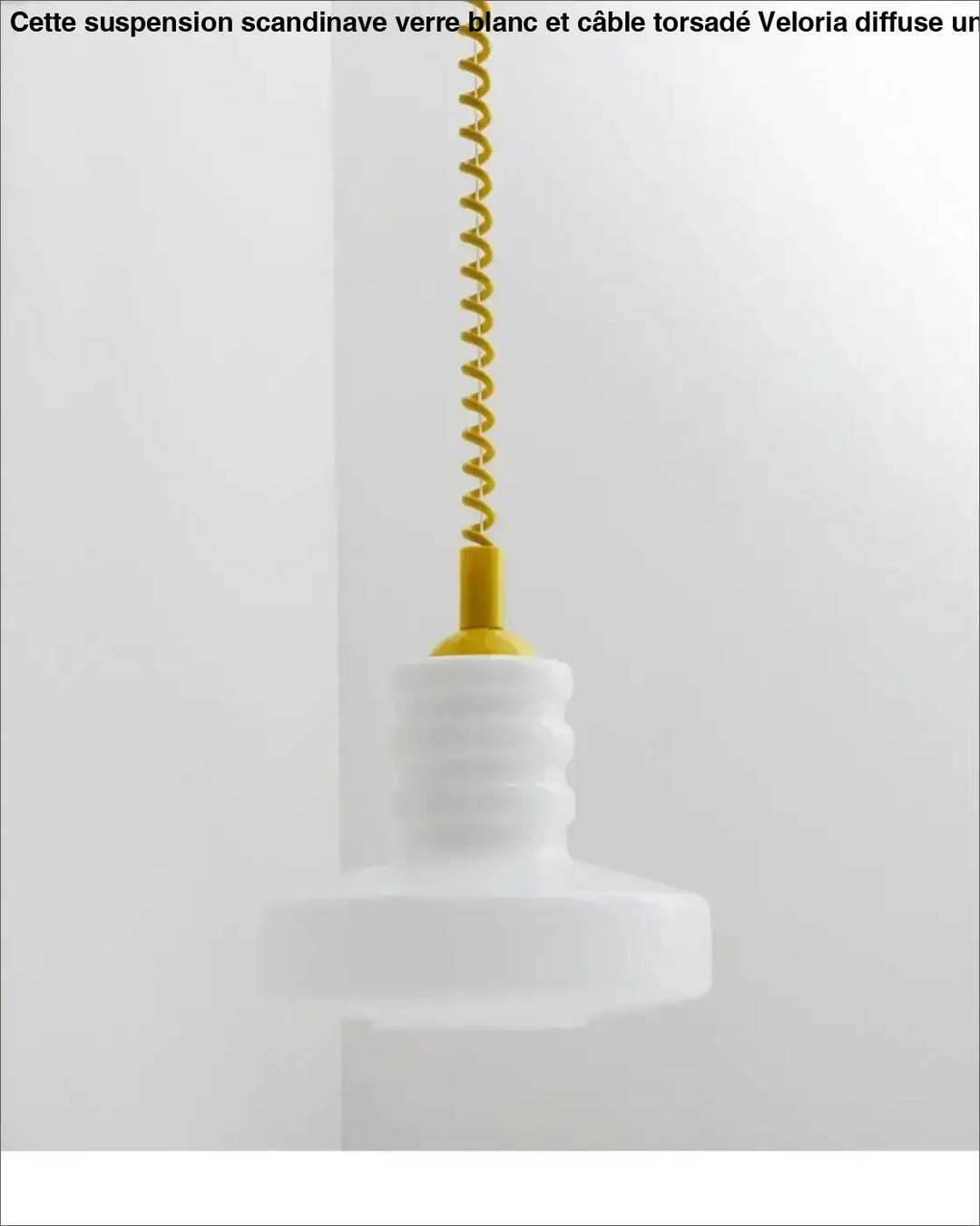 Suspension scandinave Verre Blanc et Câble Torsadé 