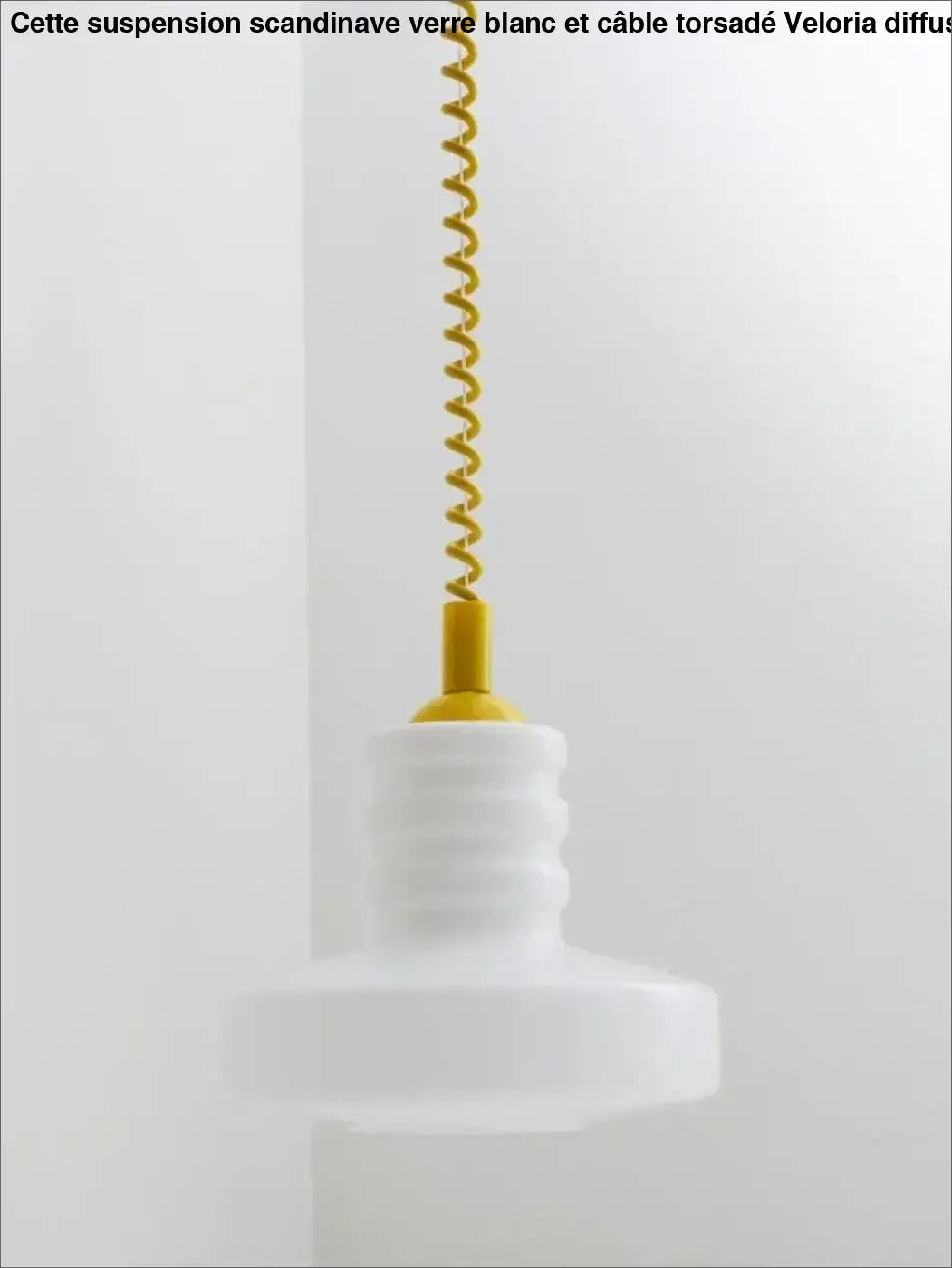 Suspension scandinave Verre Blanc et Câble Torsadé 