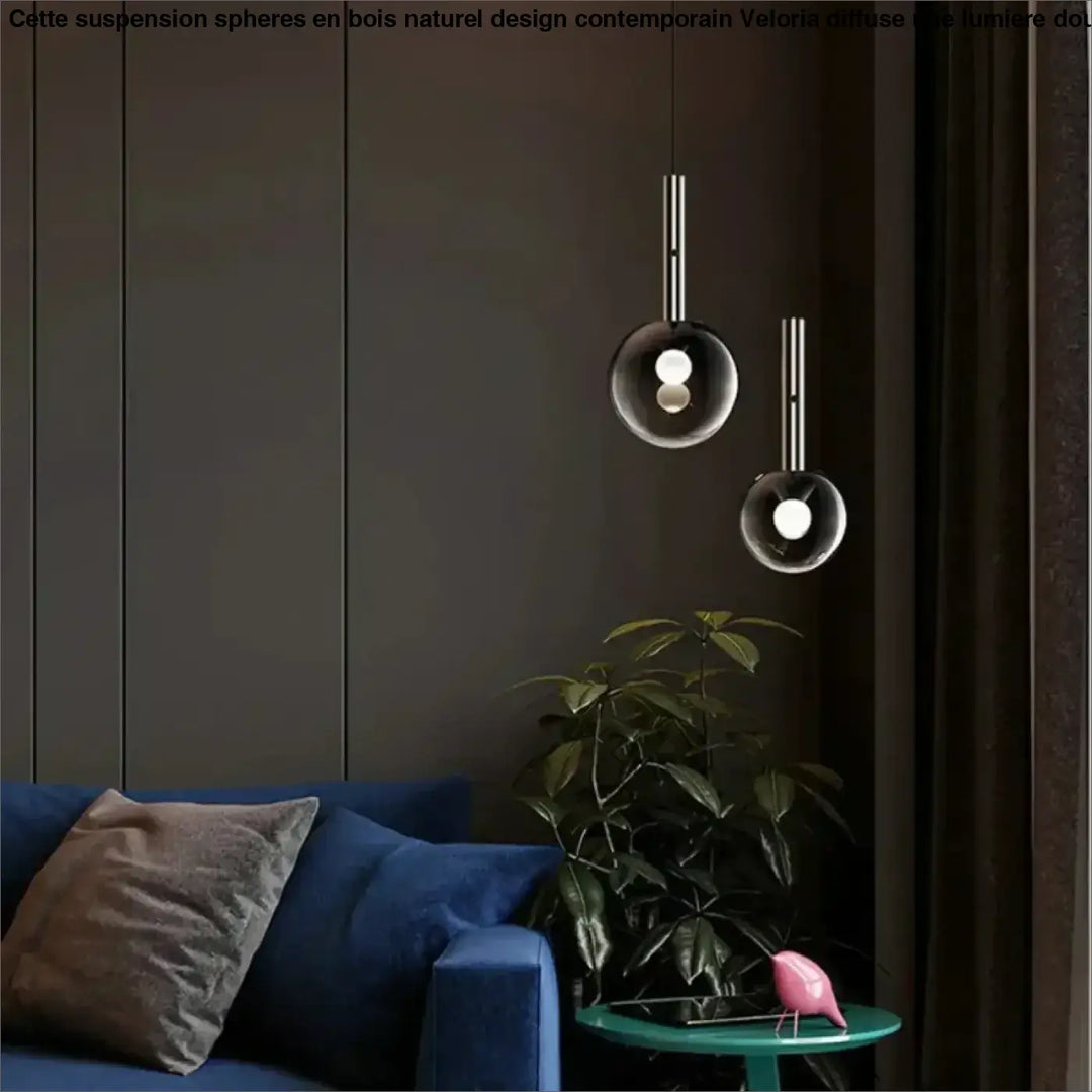 Suspension luminaire boule en verre fumé au style élégant