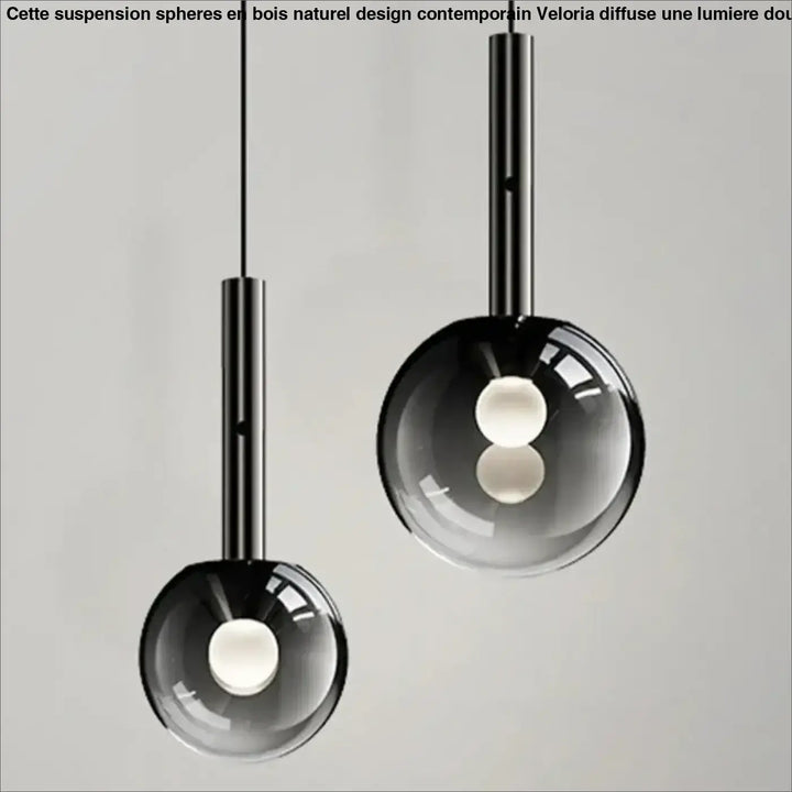 Suspension luminaire boule en verre fumé au style élégant
