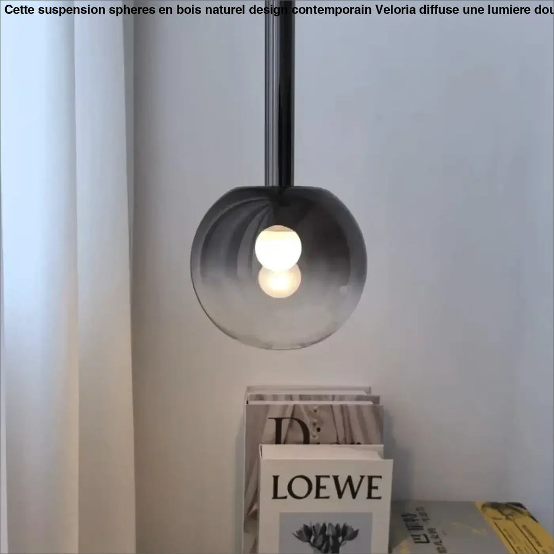 Suspension luminaire boule en verre fumé au style élégant