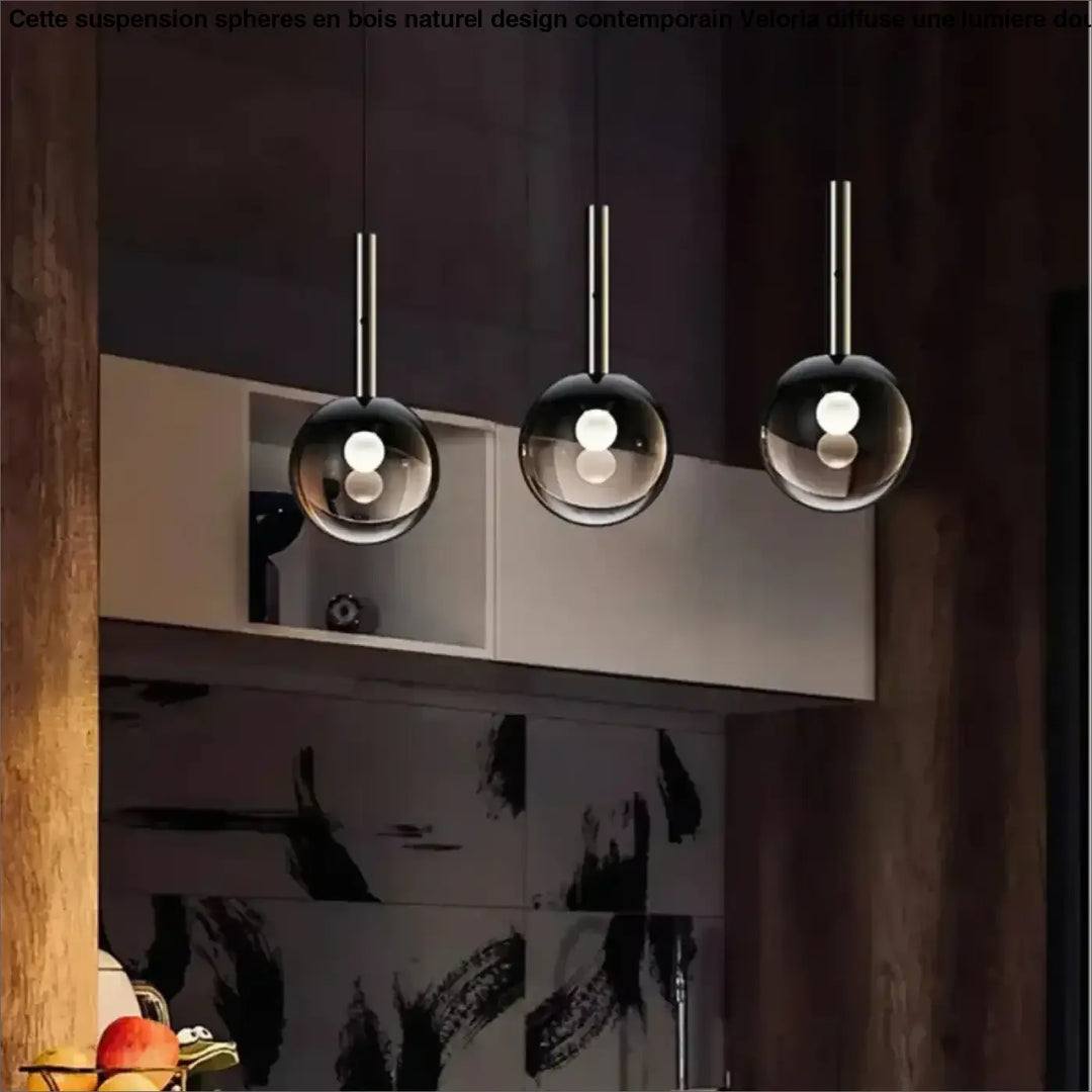 Suspension luminaire boule en verre fumé au style élégant
