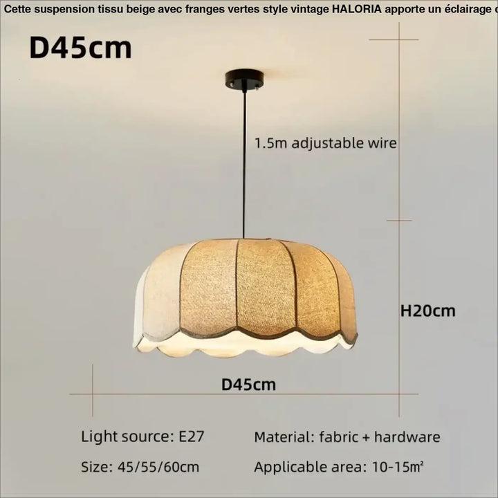 Suspension tissu naturel beige style moderne et chaleureux