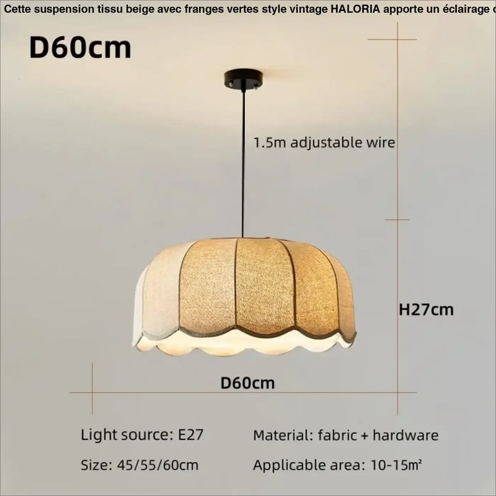 Suspension tissu naturel beige style moderne et chaleureux