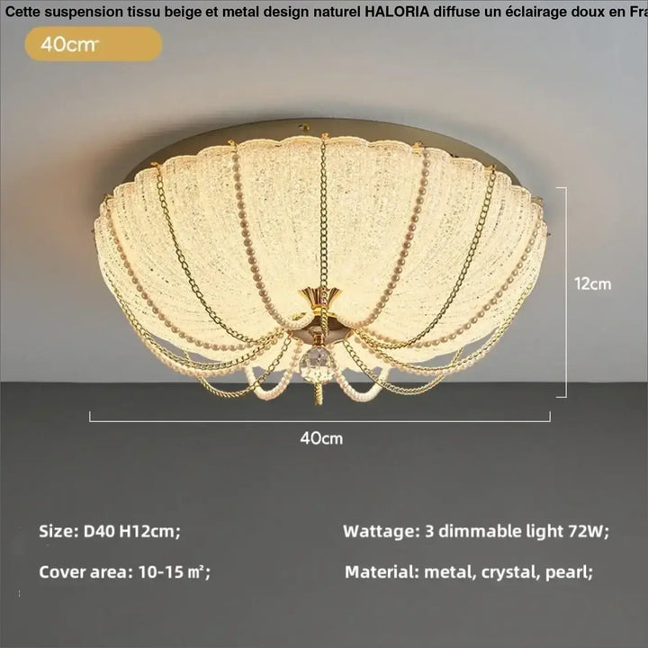 Plafonnier cristal doré style royal perles élégantes luxe