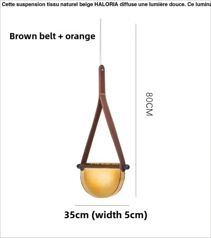 Suspension verre soufflé avec sangle cuir ambiance chic