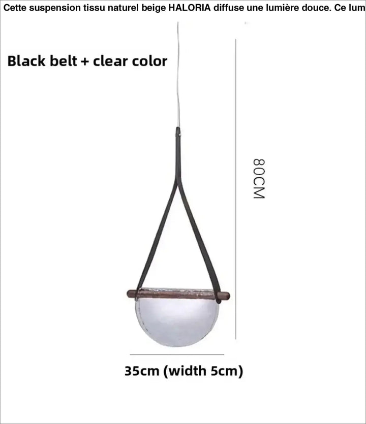 Suspension verre soufflé avec sangle cuir ambiance chic
