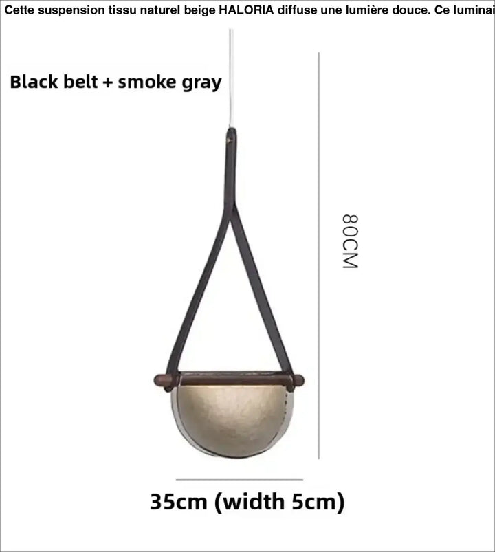 Suspension verre soufflé avec sangle cuir ambiance chic