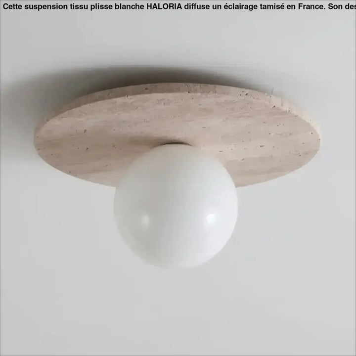 Plafonnier design en Pierre clair et globe en verre blanc moderne

