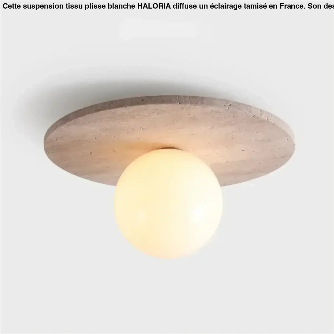 Plafonnier design en Pierre clair et globe en verre blanc moderne

