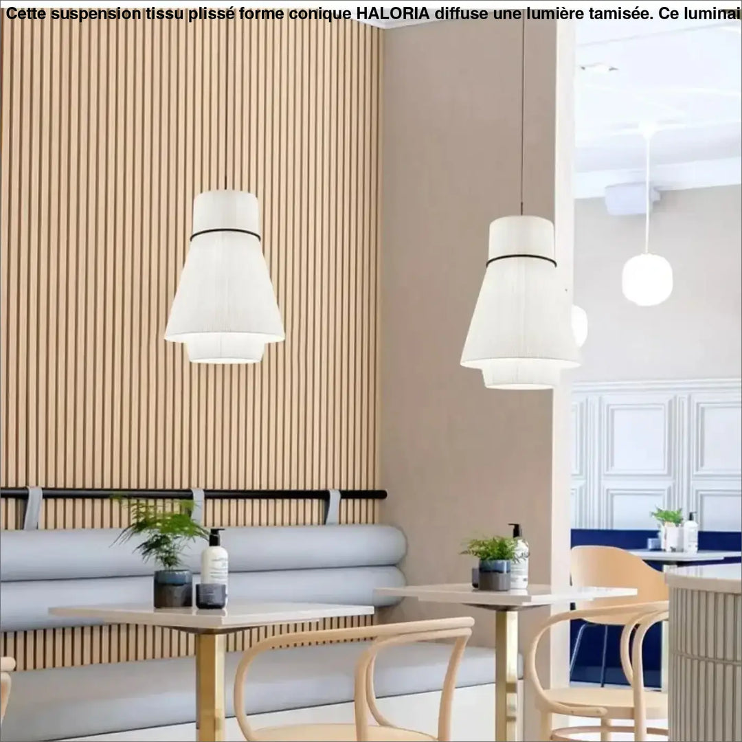 Suspension Tissu Plissé Forme Conique Design Moderne Chic