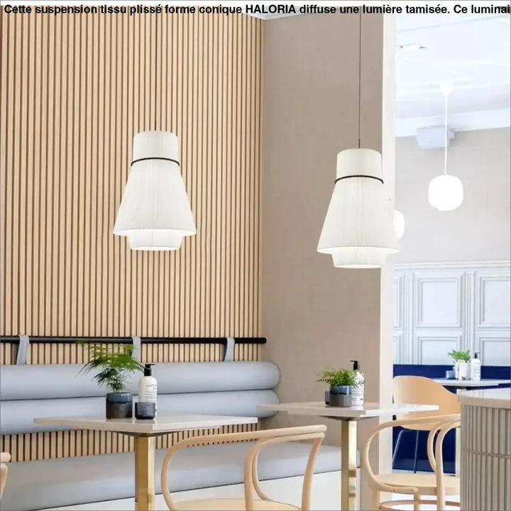 Suspension Tissu Plissé Forme Conique Design Moderne Chic