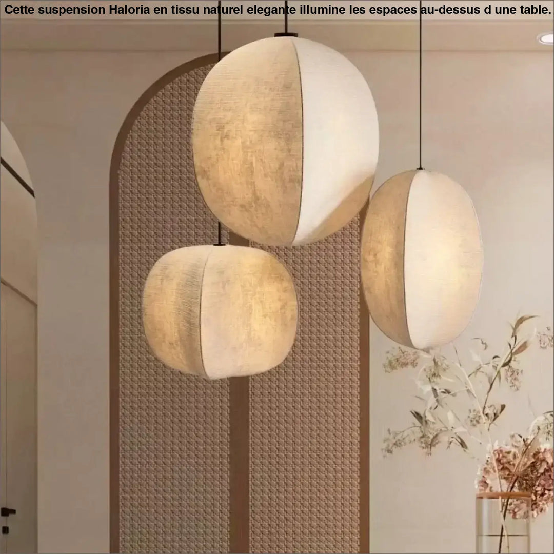 Suspension trio asymétrique en tissu naturel élégante

